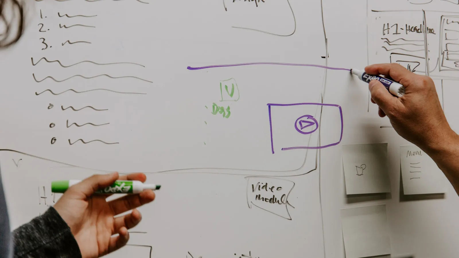 Hand drawing a funnel diagram on a whiteboard